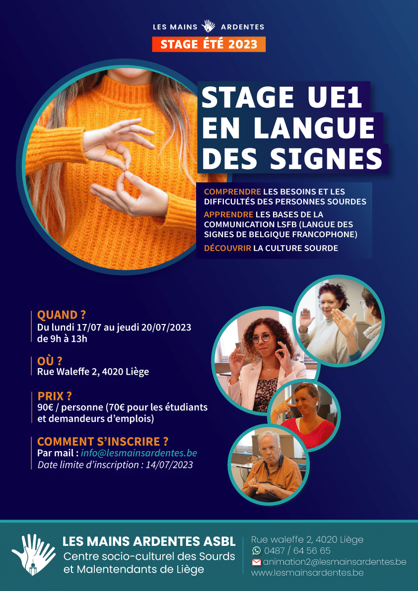 Stage de langue de signes LSFB UE1 Juillet