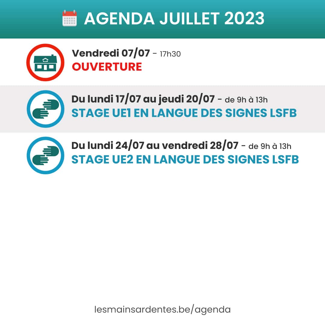 Agenda activités et événements juillet 2023