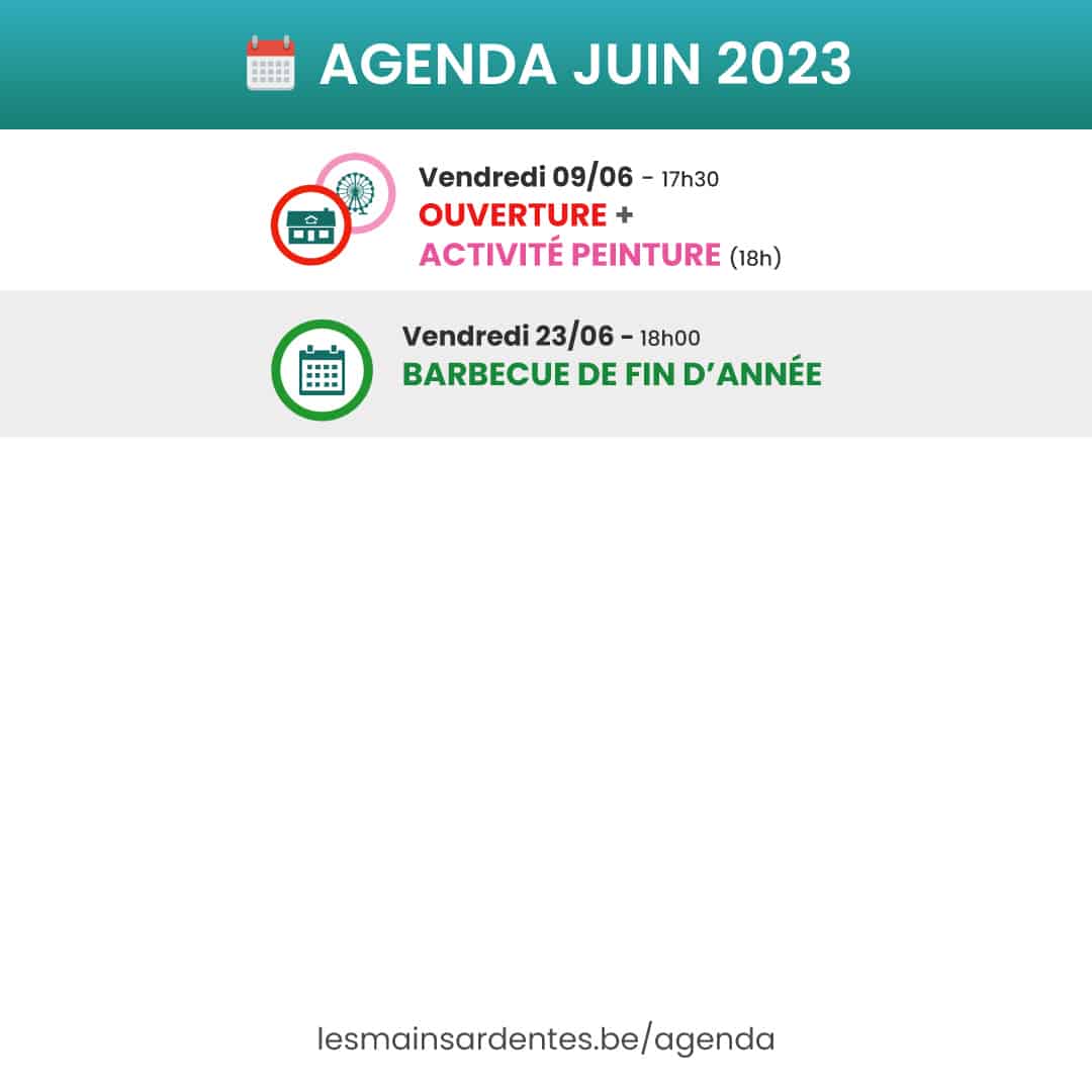 Agenda activités et événements juin 2023
